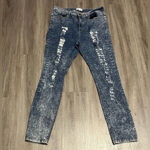 Cello Acid Wash Distressed Skinny Jeans High Waist 14